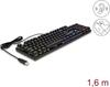 Delock USB mänguriklaviatuur, 1,6 m, RGB, must