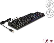 Delock USB mänguriklaviatuur, 1,6 m, RGB, must