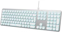 Deltaco TB-904, juhtmega, USB, QWERTY, valge/hõbedane