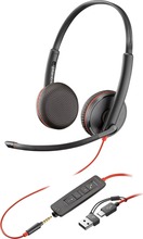 Kõrvaklapid HP Poly Blackwire 3225, stereo, USB-C + 3,5 mm pistik, must