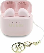 Juhtmevabad kõrvaklapid Guess Glossy Effect Printed Classic Logo & Charm, roosa