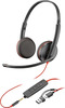 Juhtmega kõrvaklapid Poly Blackwire 3225, USB-C + 3,5 mm pistik + USB-C/A adapter, must