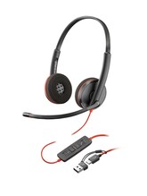 Kõrvaklapid Poly Blackwire 3220 Stereo USB-C + USB-C/A adapter, must