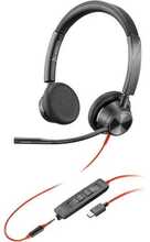 Kõrvaklapid Poly Blackwire 3325 Stereo, USB-C + 3.5mm + USB-C/A adapter, must
