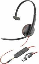 Juhtmega kõrvaklapid HP Poly Blackwire 3215, USB-C + 3.5mm, must