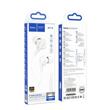 HOCO M113 Clear universaalsed kõrvaklapid mikrofoniga, valged