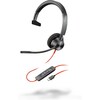 Kõrvaklapid Poly Blackwire 3310 Mono, USB-C + USB-C/A, must
