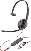 Kõrvaklapid Poly Blackwire 3215, USB-C + 3.5mm, must