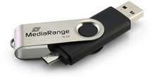 USB mälupulk MediaRange MR931-2, USB 2.0, 16GB, hõbe/must