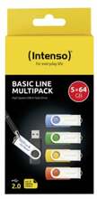USB mälupulk Intenso 3503595, USB 2.0, 5x64GB, erinevad värvid