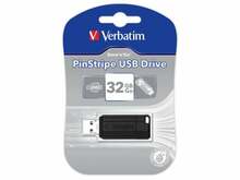 USB mälupulk Verbatim PinStripe, USB 2.0, 32GB, must