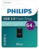 USB mälupulk Philips Pico Edition, USB 3.0, 64GB, must