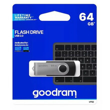 USB mälupulk Goodram UTS2, USB 2.0, 64GB, must/hõbe