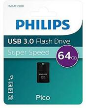 USB mälupulk Philips Pico Edition, USB 3.0, 64GB, must