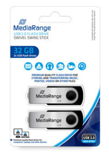 USB mälupulk MediaRange MR911-2, USB 2.0, 32GB, must/hõbe
