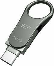 USB mälupulk Silicon Power Mobile C80, USB 3.1, 128GB, titaan