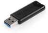 USB mälupulk Verbatim PinStripe, USB 3.2 Gen 1, 64GB, must