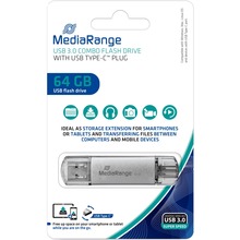 USB mälupulk MediaRange MR937, USB 3.0, 64GB, hõbedane