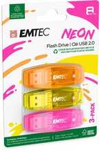 USB mälupulk Emtec C410, USB 2.0, 8GB, Neon, 3 tk