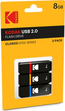 USB mälupulk Kodak USB2.0 K100 EKMMD8GK102P3, 8GB, USB A, 3 tk, must/sinine/punane/kollane