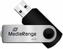 USB mälupulk MediaRange MR912, 64GB, must/hõbe