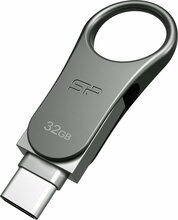 USB mälupulk Silicon Power Mobile C80 SP032GBUC3C80V1S, USB-C, 32GB, hõbedane