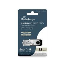 USB mälupulk MediaRange MR1952, USB-C, 32GB, must/hõbe