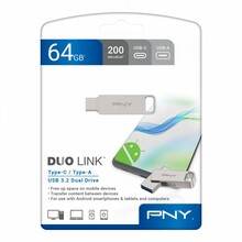 USB mälupulk PNY Duo-Link P-FDI64GDULINKTYC-GE, USB 3.2, 64GB, hõbedane
