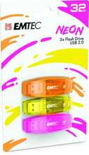USB mälupulk Emtec C410, USB 2.0, 32GB, Neon, 3 tk komplektis