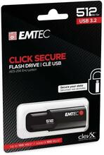 USB mälupulk Emtec Click Secure B120, USB 3.2, 512GB, must