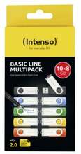 USB mälupulk Intenso Basic Line, USB 2.0, 8GB, 10 tk multipakk, erinevad värvid