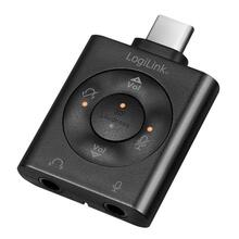 USB helikaardi adapter Logilink USB-C kuni 2x jack 3,5 mm 7.1, must
