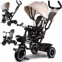 Kolmerattaline ratas Tiny Bike 3in1 varikatusega, liivane