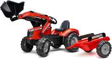 Pedaaltraktor FALK Massey Ferguson, punane, haagisega