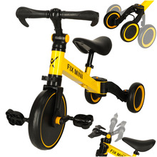 Kolmerattaline jalgratas Baby Mix Trike Fix Mini 3in1 pedaalidega, kollane