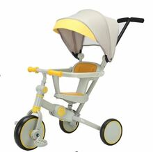 Kolmerattaline jalgratas Double Horse Trike Fix V4, kollane/hall, katusega