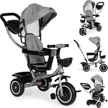 Kolmerattaline jalgratas 2in1 pööratava istmega, kokkupandava katusega, hall ECOTOYS