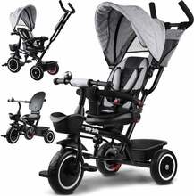 Kolmerattaline jalgratas Tiny Bike 3in1 katusega ROTATABLE SP0650, must/hall