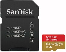Mälukaart SanDisk Extreme SDSQXAH-064G-GN6AA microSDXC, UHS-I, CL10, 64GB