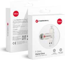 Mälukaart Forcell F-DATA Metal Duo, USB3.2 Gen 1, 128GB, hõbe