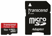 Mälukaart Transcend microSDHC, SD adapter, UHS-I, CL10, 16GB