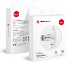 Mälupulk Forcell F-DATA Metal Duo, USB3.2 Gen 1, 64GB, hõbe