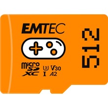 Mälukaart Emtec microSDXC UHS-I U3 V30 Gaming, 512GB, oranž