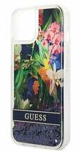 Telefoniümbris Guess GUHCP14MLFLSB Flower Liquid Glitter, Apple iPhone 14 Plus, sinine