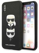 Telefoniümbris Karl Lagerfeld Saffiano Karl&Choupette Head KLHCPXSAKICKCBK, Apple iPhone X/XS, must