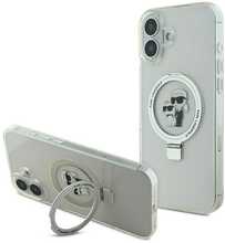Karl Lagerfeld Ringstand Karl and Choupette MagSafe ümbris, Apple iPhone 16, valge