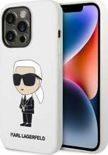 Telefoniümbris Karl Lagerfeld Silicone Ikonik KLHCP14LSNIKBCH, Apple iPhone 14 Pro, valge