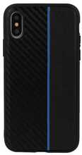 Topt Moto Carbon ümbris, Samsung Galaxy A6 Plus 2018, must sinise paelaga