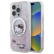 Telefoniümbris Hello Kitty HKHMP16LLSWKH Liquid Glitter Sweet Kitty Bows MagSafe, Apple iPhone 16 Pro, valge