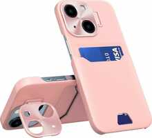 Hurtel nahast ümbriskott alusega, Apple iPhone 14 Plus, roosa